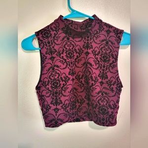 F21 maroon/black velvet Gothic croptop small